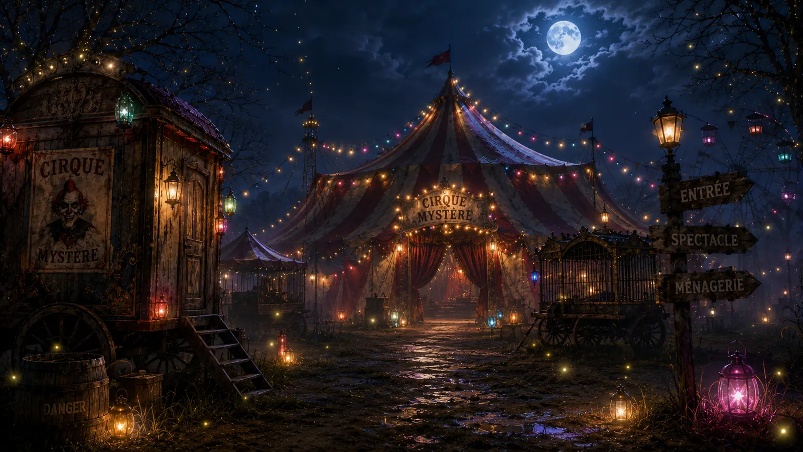 Le cirque sous la pleine lune